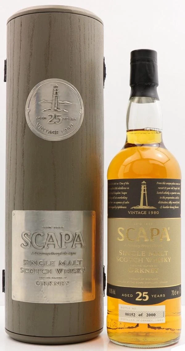 Scapa 25 Year Old Vintage 1980 Orkney Single Malt Scotch Whisky | 700ML - Whiskey