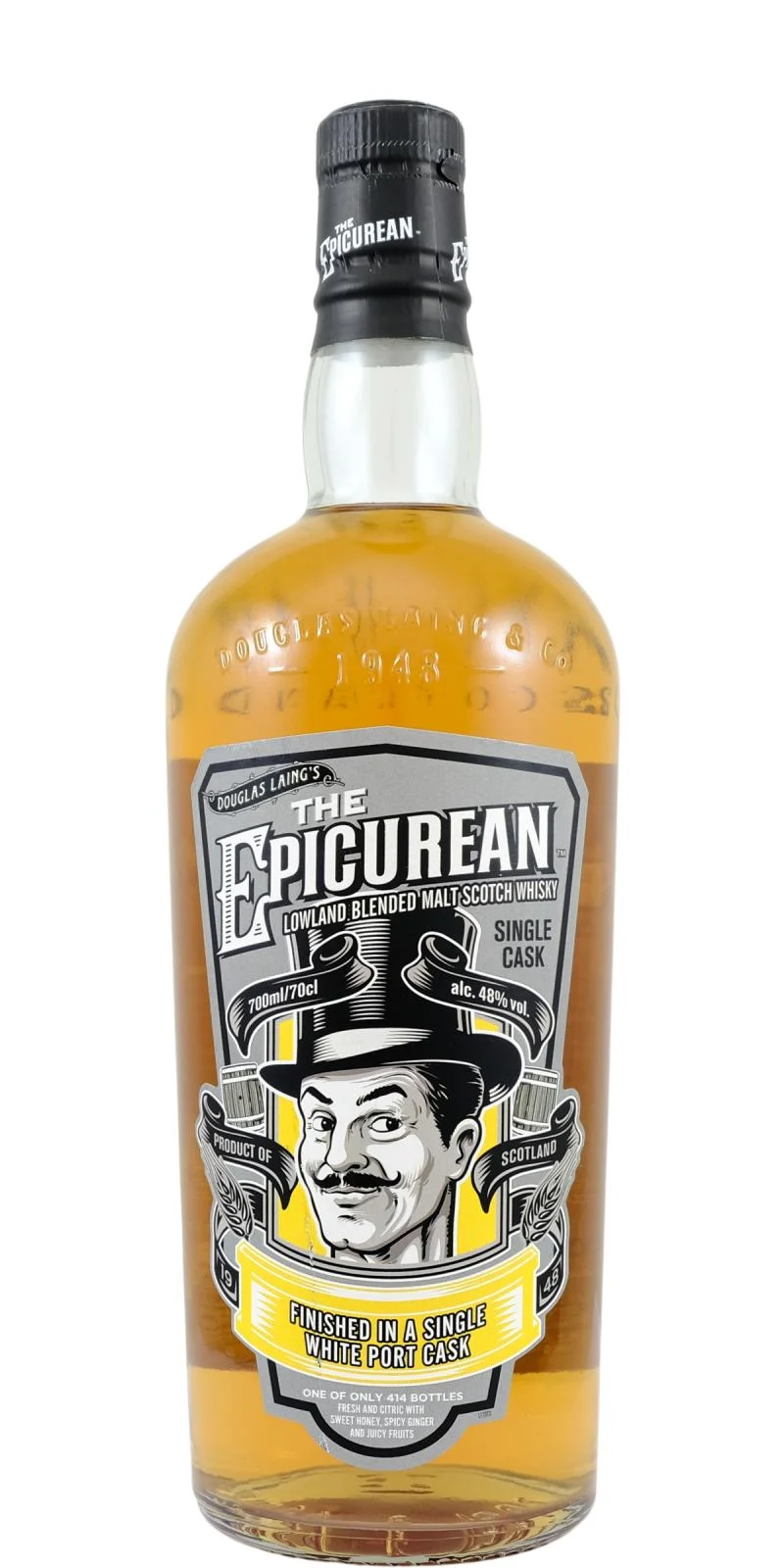The Epicurean Lowland Blended Malt Finished in White Port Cask Scotch Whisky | 700ML - Whiskey