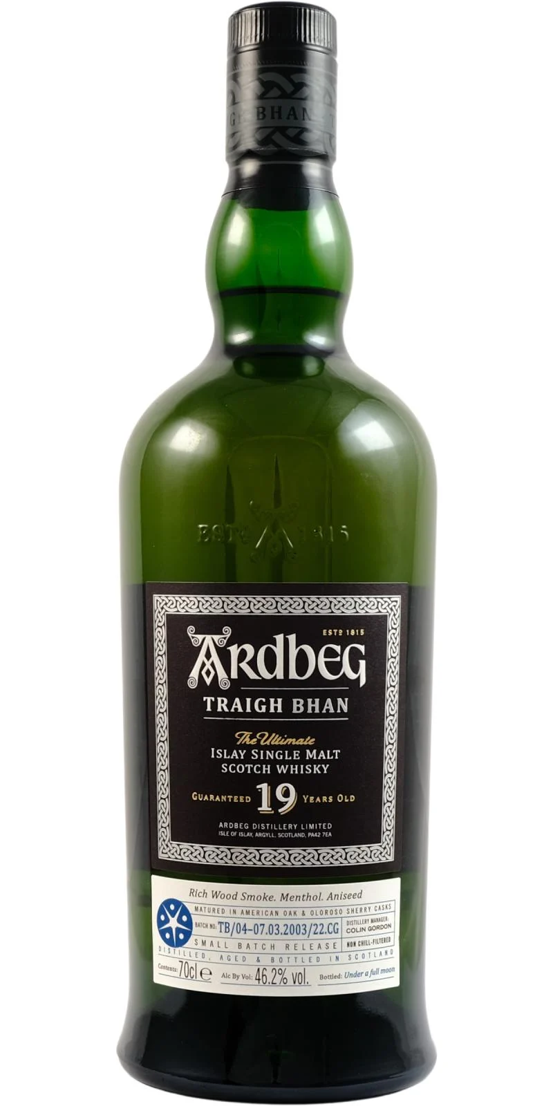 Ardbeg Traigh Bhan The Ultimate Islay (Batch TB/04-07.03.2003/22.CG) 19 Year Old Single Malt Scotch Whiskey