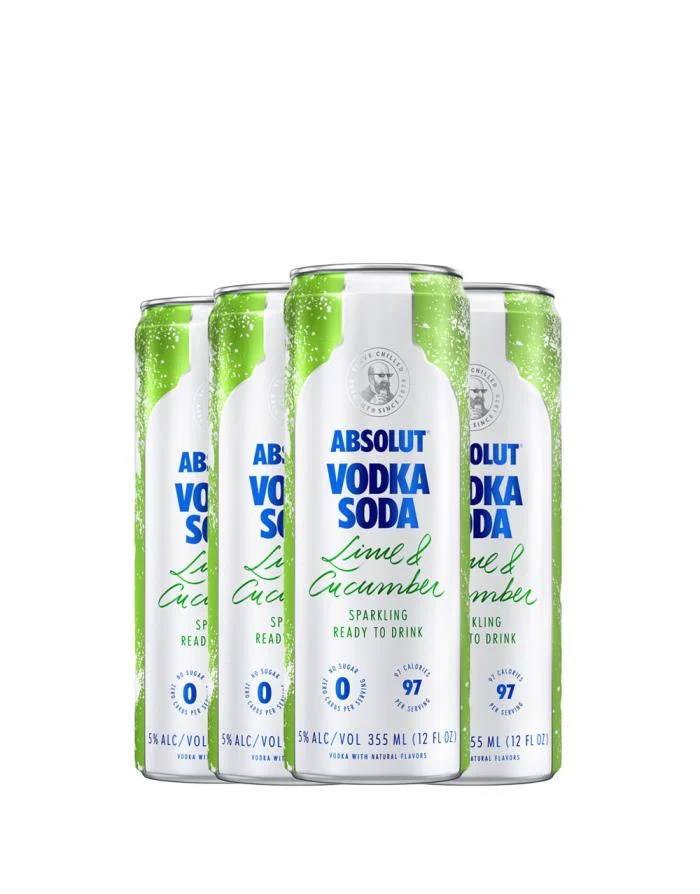 Absolut Lime and Cucumber Sparkling Vodka Soda Cocktail | 4*355ML