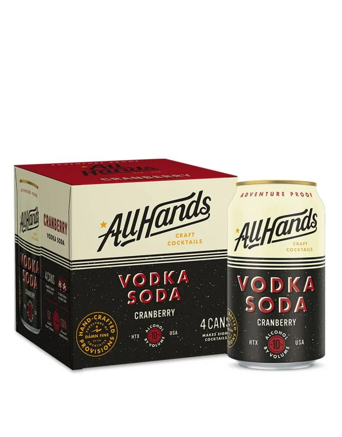All Hands Cranberry Vodka Soda Cocktail | 4*355ML
