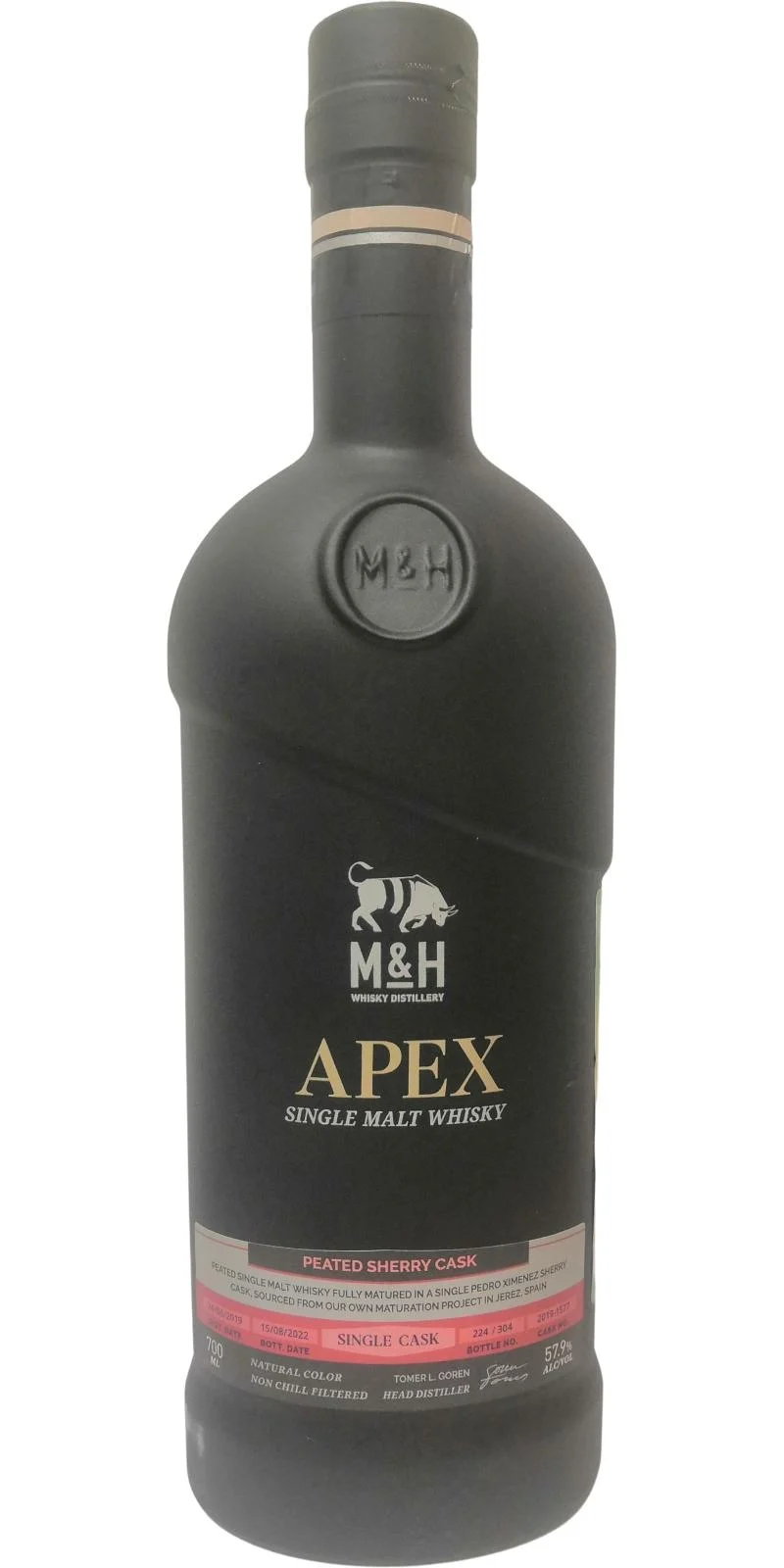 M&H 2019 - Whisky escocés de pura malta APEX Black Peated Sherry Cask | 700ML