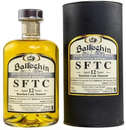 Ballechin 12 Year Old Straight from the Cask Bourbon #214+219 Single Malt Scotch Whisky | 500ML - Whiskey