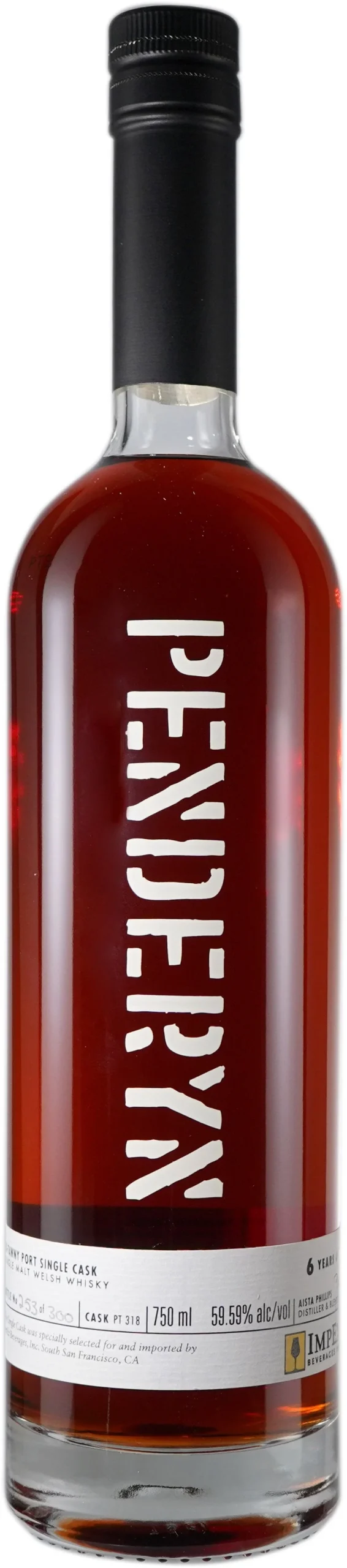 Penderyn 6 Year Old ex Tawny Port Cask # PT318 Welsh Single Malt Whisky - Whiskey
