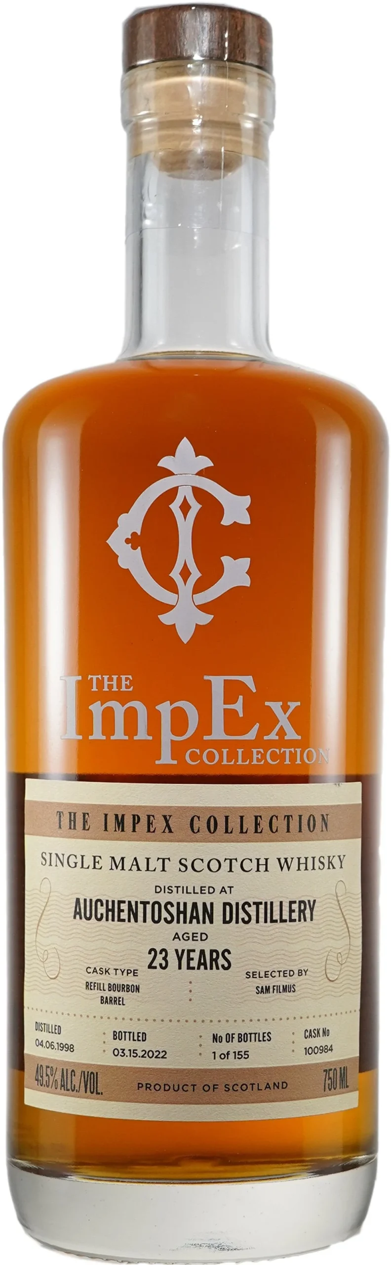 The Impex Collection Auchentoshan 23 Year Old Refill Bourbon Barrel # 100984 Scotch Whisky - Whiskey