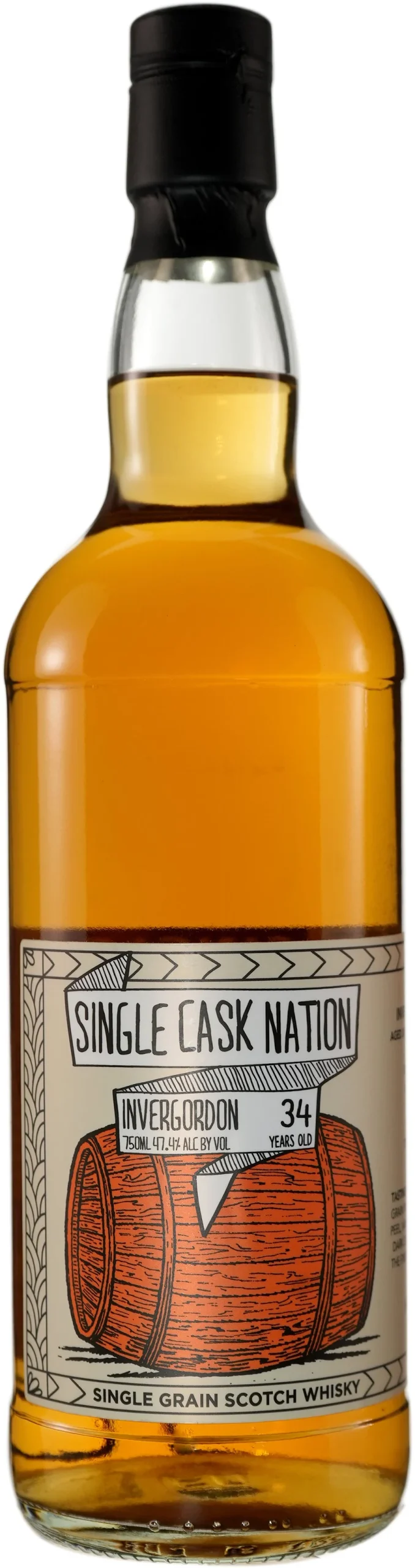 Single Cask Nation Invergordon 34 Year Old Single Grain Scotch Whisky - Whiskey