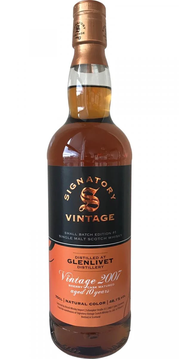 Glenlivet 2007 (Signatory Vintage) Small Batch Edition #1 10 Year Old 2018 Release Single Malt Scotch Whisky | 700ML - Whiskey