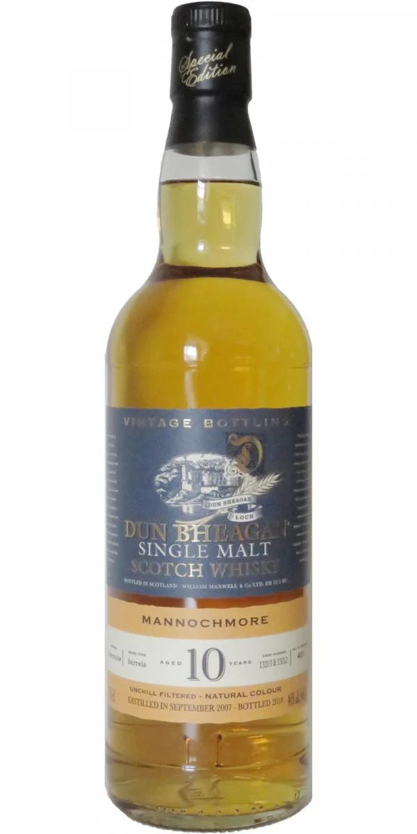 Mannochmore 2007 (Ian Macleod) Dun Bheagan (Cask #13210 & 13212) 10 Year Old 2018 Release Single Malt Scotch Whisky | 700ML - Whiskey