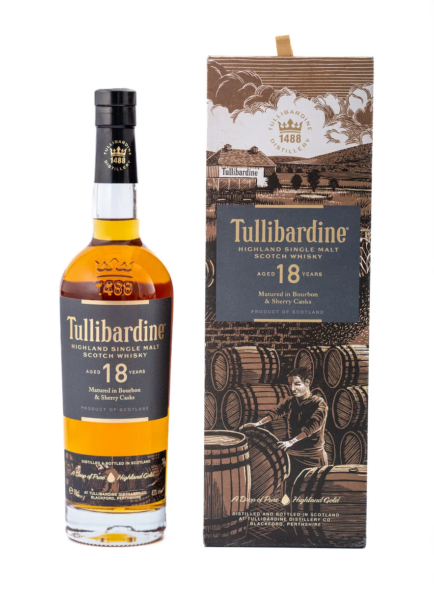 Tullibardine 18 Year Old Bourbon & Sherry Casks Matured Single Malt Scotch Whisky | 700ML - Whiskey