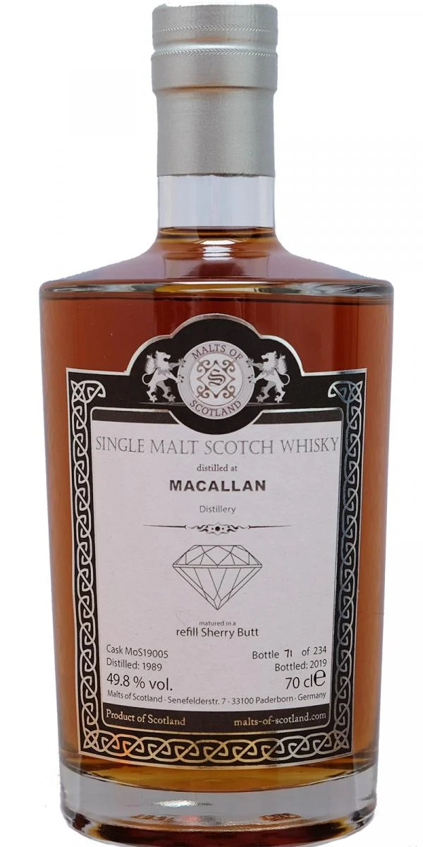 Macallan 1989 (Malts of Scotland) Warehouse Diamonds 2019 Release (Cask #MoS 19005) Single Malt Scotch Whisky | 700ML - Whiskey