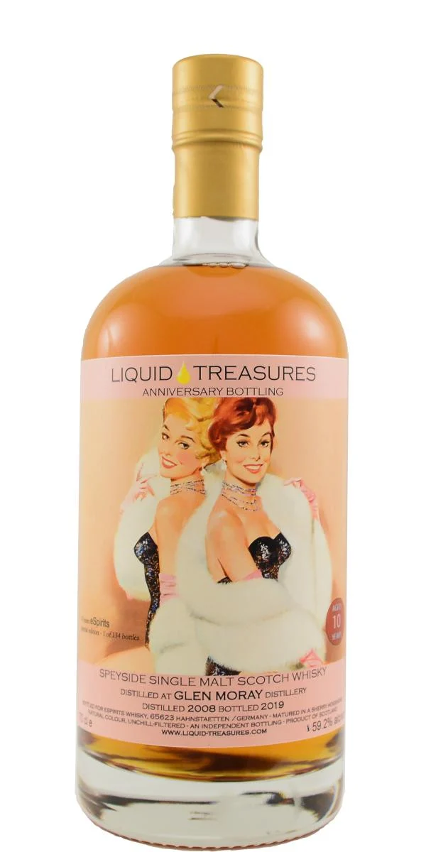Glen Moray 2008 (Liquid Treasures) 10th Anniversary Edition 10 Year Old 2019 Release Single Malt Scotch Whisky | 700ML - Whiskey