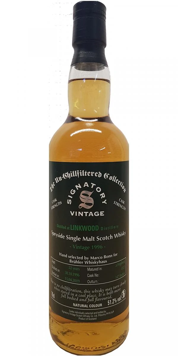 Linkwood 1996 (cosecha firmante) The Un-Chillfiltered Collection - Cask Strength 22 años Lanzamiento en 2019 (Barril n.° 8727) Whisky escocés de malta única | 700ML