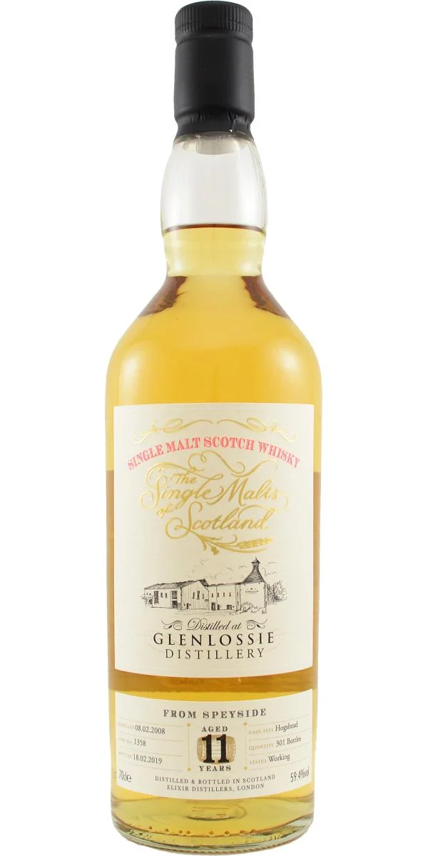 Glenlossie 2008 (Elixir Distillers) The Single Malts of Scotland 11 años Lanzamiento en 2019 (Barril n.° 1358) Whisky escocés de malta simple | 700ML - Whiskey