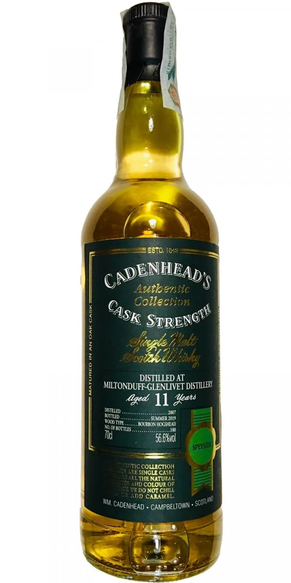 Miltonduff 2007 (Cadenhead's) Authentic Collection 11 Year Old 2019 Release Single Malt Scotch Whisky | 700ML - Whiskey