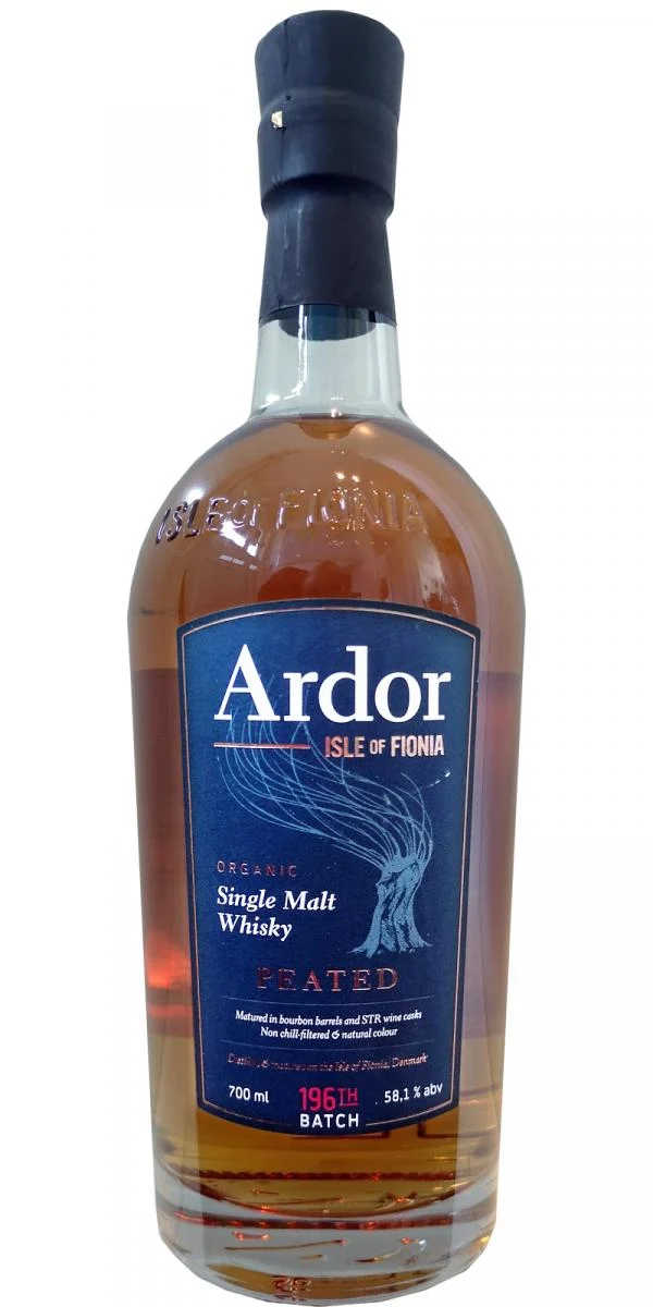 Isle of Fionia Ardor - Whisky de malta simple orgánico turbado Lanzamiento 2019 (Barrica n.° 100051+100124+100128) Whisky de malta simple | 700ML