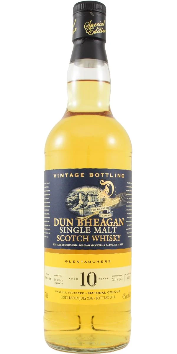 Glentauchers 2008 (Ian Macleod) Dun Bheagan 10 Year Old 2019 Release (Cask #281/283) Single Malt Scotch Whisky | 700ML - Whiskey
