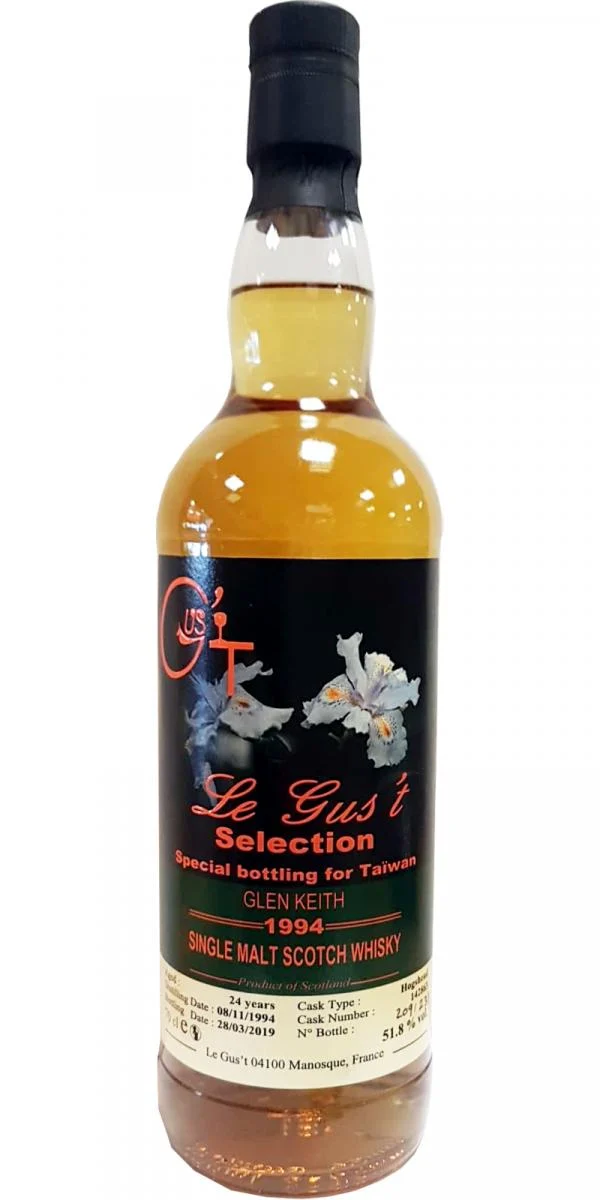 Glen Keith 1994 (Le Gus't) Selección Lanzamiento 2019 (Barril n.º 142863) Whisky escocés de malta única | 700ML