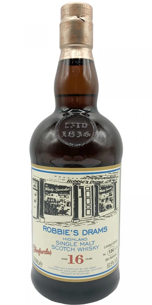 Glenfarclas Robbie's Drams - 5th Release 16 Year Old 2019 Release Single Malt Scotch Whisky | 700ML