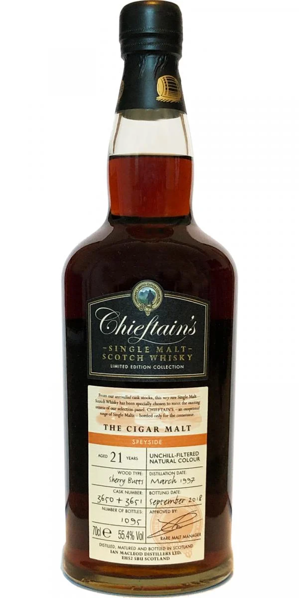 The Cigar Malt 21 Year Old Mortlach Chieftain's Oloroso Sherry Butts Single Malt Scotch Whisky | 700ML - Whiskey