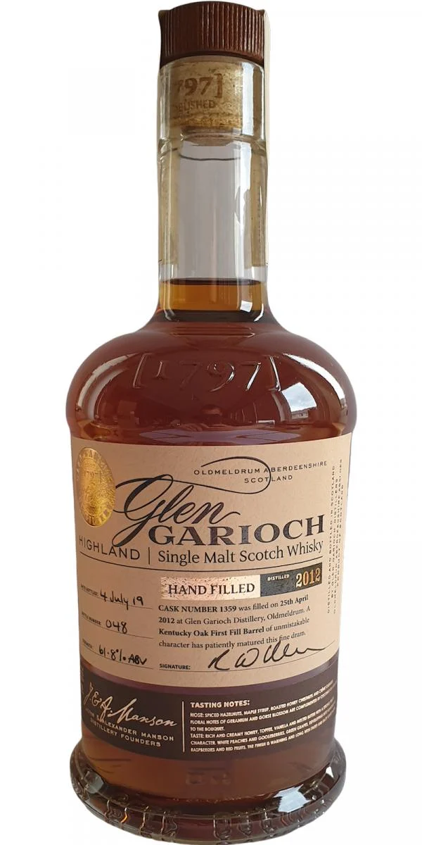 Glen Garioch 2012 Hand filled at the distillery 2019 Release (Cask #1359) Single Malt Scotch Whisky | 700ML - Whiskey