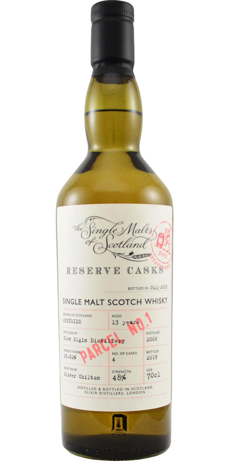 Glen Elgin 2006 (Elixir Distillers) The Single Malts of Scotland - Reserve Casks 13 Year Old 2019 Release Single Malt Scotch Whisky | 700ML