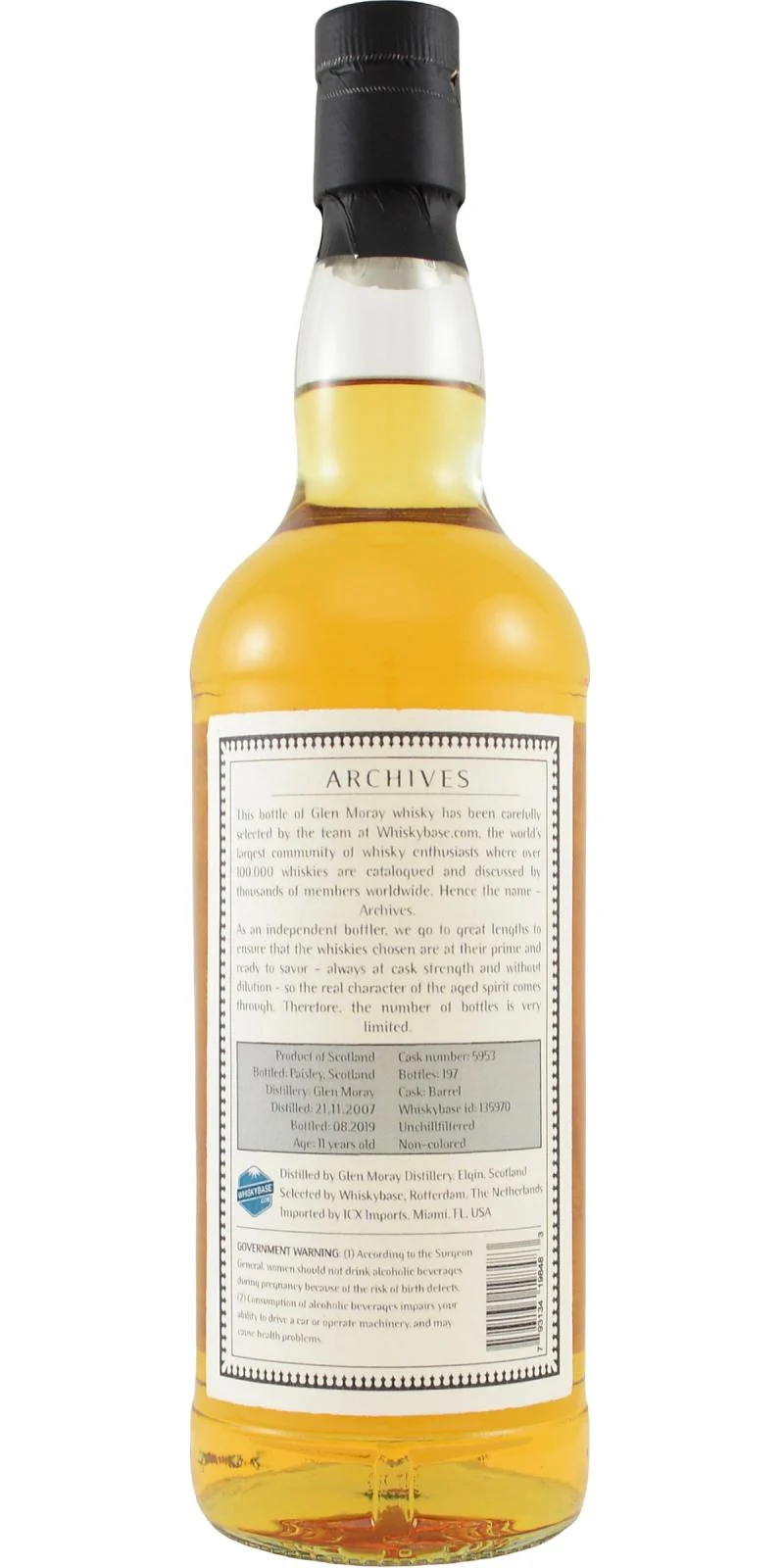 Glen Moray 2007 (Archives) Butterflies from the USA 11 Year Old 2019 Release (Cask #5953) Single Malt Scotch Whisky - Whiskey