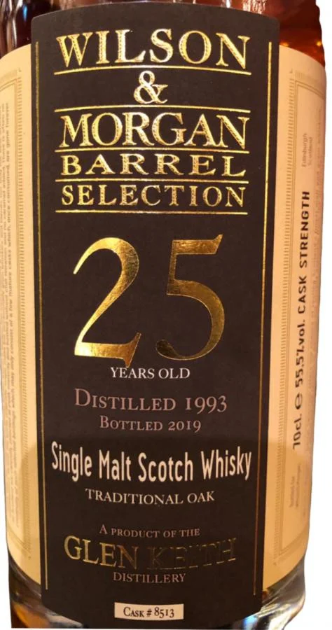 Glen Keith 1993 (Wilson & Morgan) Barrel Selection 25 Year Old 2019 Release (Cask #8513) Single Malt Scotch Whisky | 700ML - Whiskey