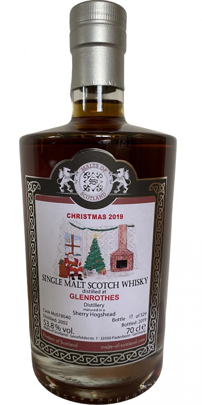 Glenrothes 2002 (Malts of Scotland) Christmas 2019 (Cask #19040) Single Malt Scotch Whisky | 700ML - Whiskey