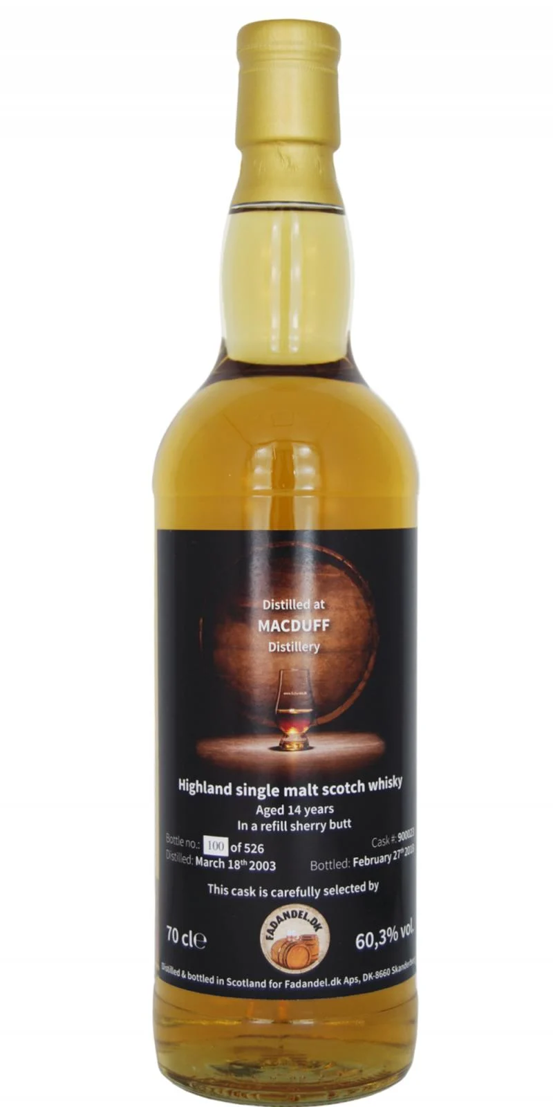 Macduff 2003 F.dk (Cask #900023) 14 Year Old 2018 Release Single Malt Scotch Whisky | 700ML - Whiskey