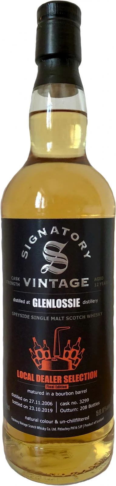 Glenlossie 2006 (Signatory Vintage) Local Dealer Selection - Final Edition (Cask #3299) 12 Year Old 2019 Release Single Malt Scotch Whisky | 700ML