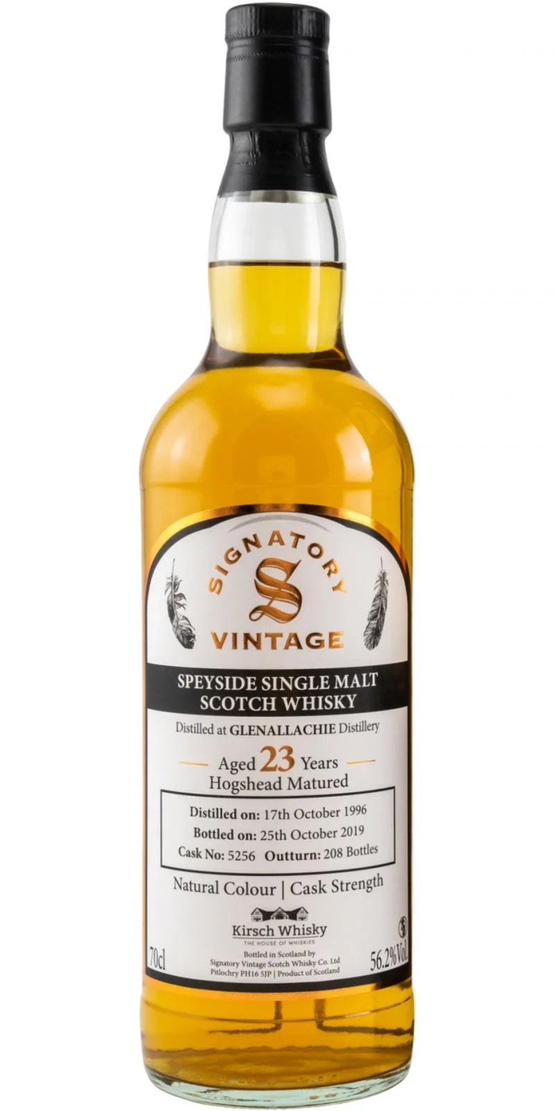 Glenallachie 1996 (Signatory Vintage) Natural Colour | Cask Strength (Cask #5256) 23 Year Old 2019 Release Single Malt Scotch Whisky | 700ML - Whiskey