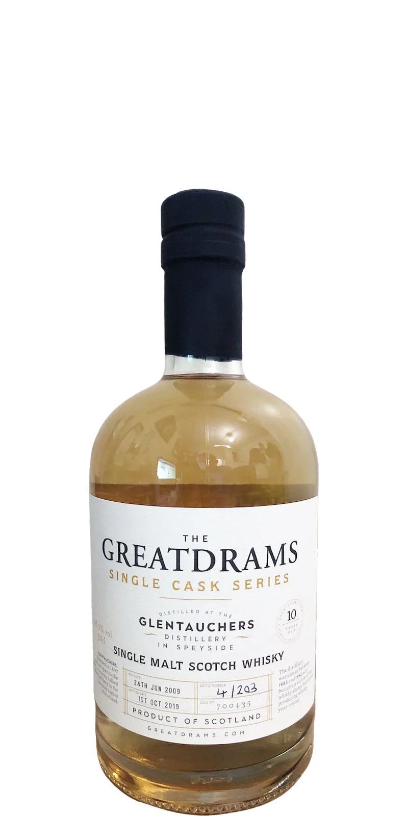 Glentauchers 2009 (GreatDrams) Single Cask Series (Cask #700435) 10 Year Old 2019 Release Single Malt Scotch Whisky | 500ML - Whiskey