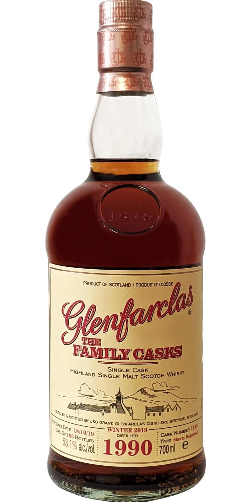 Glenfarclas 1990 The Family Casks (Release Winter 2019) (Cask #1188) Single Malt Scotch Whisky | 700ML - Whiskey