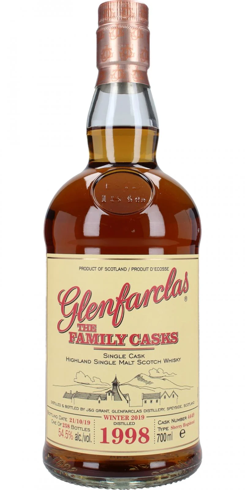 Glenfarclas 1998 The Family Casks (Release Winter 2019) (Cask #4449) Single Malt Scotch Whisky | 700ML - Whiskey