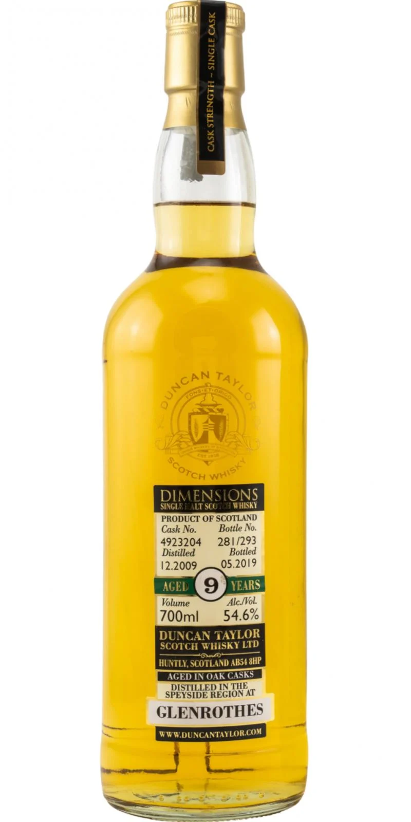Glenrothes 2009 (Duncan Taylor) Dimensions (Cask #4923204) 9 Year Old 2019 Release Single Malt Scotch Whisky | 700ML - Whiskey