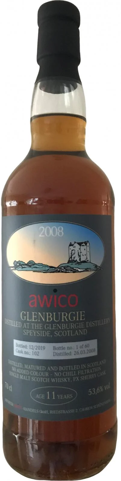 Glenburgie 2008 AWI (Cask #102) 11 Year Old 2019 Release Single Malt Scotch Whisky | 700ML - Whiskey