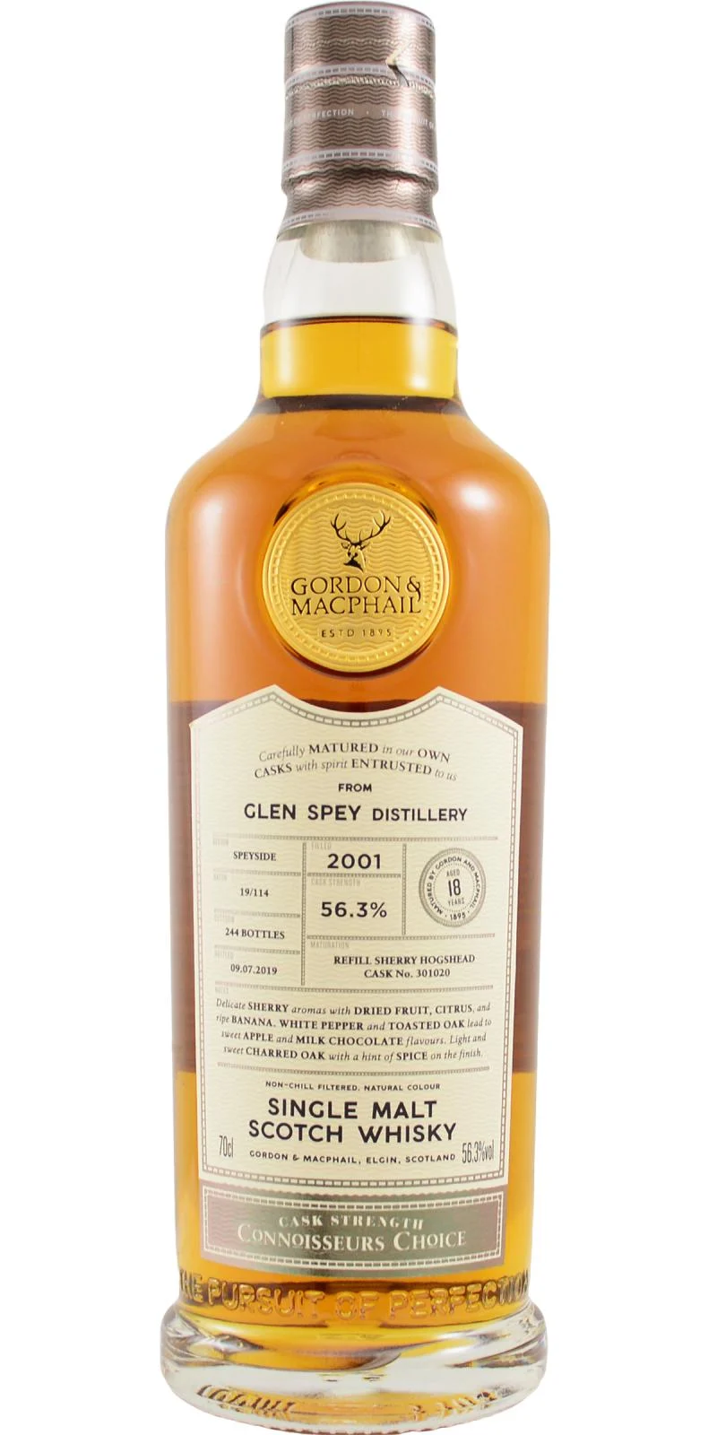 Glen Spey 2001 (Gordon & MacPhail) Connoisseurs Choice - Cask Strength (Cask #301020) 18 Year Old 2019 Release Single Malt Scotch Whisky | 700ML