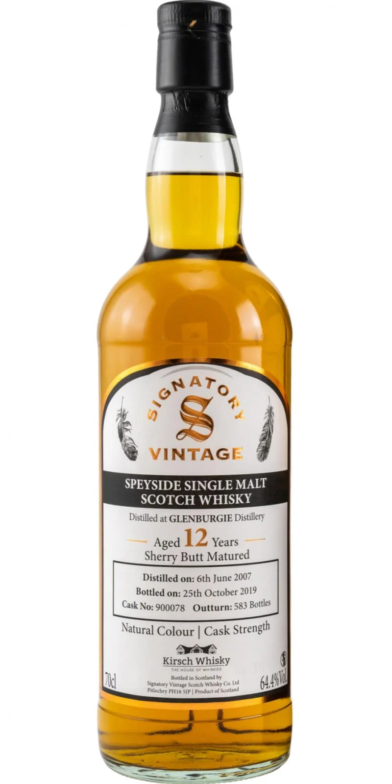 Glenburgie 2007 (Signatory Vintage) Natural Colour | Cask Strength (Cask #900078) 12 Year Old 2019 Release Single Malt Scotch Whisky | 700ML - Whiskey