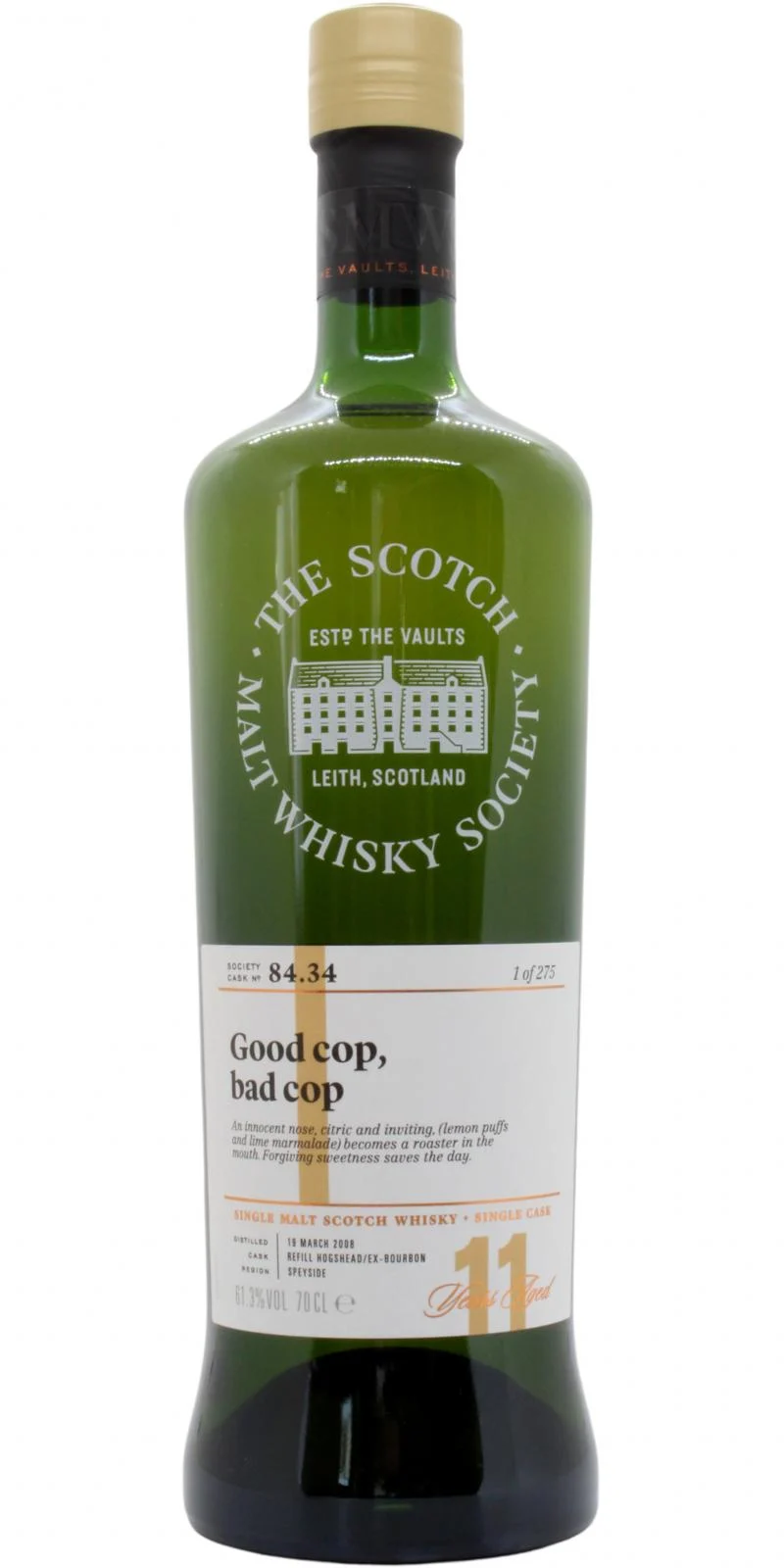 Glendullan 2008 (The Scotch Malt Whisky Society) 84.34 Good Cop, Bad Cop 11 Year Old 2019 Release Single Malt Scotch Whisky | 700ML - Whiskey