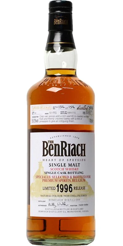 BenRiach 19 Year Old Single Cask Peated PX Finish Single Malt Scotch Whisky - Whiskey