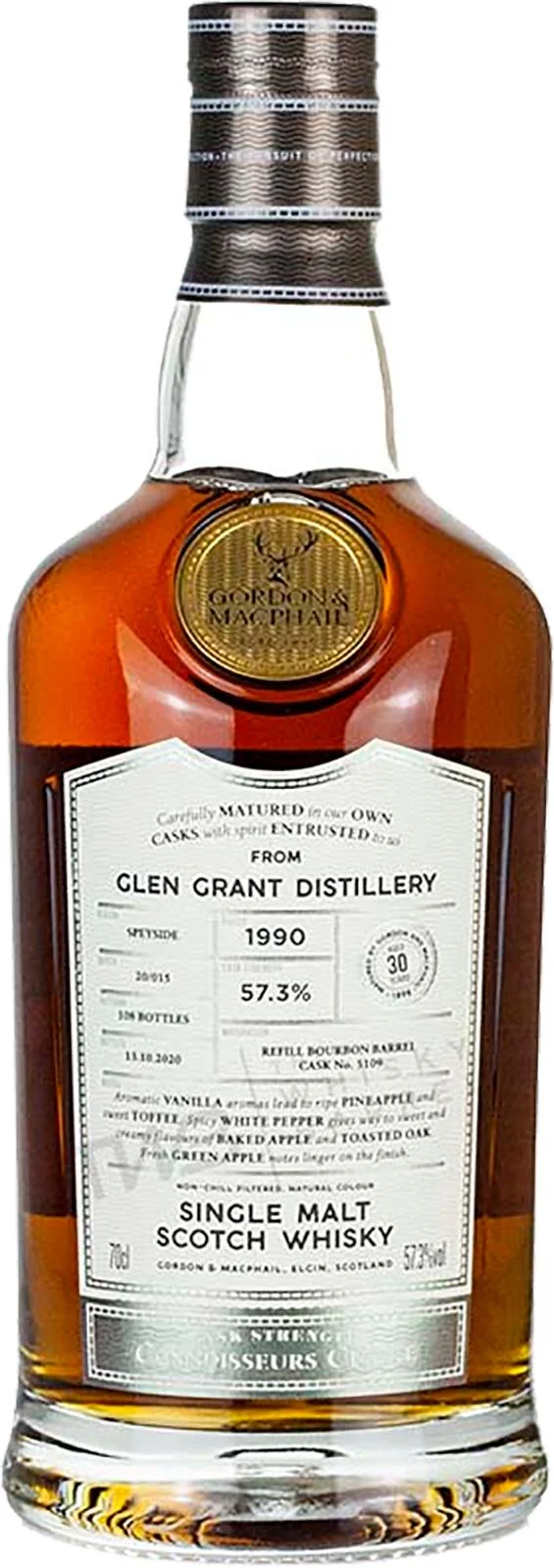 Glen Grant 1990 GM Connoisseurs Choice Cask Strength 30 Year Old (2020) Release (Cask #5109) Scotch Whisky | 700ML - Whiskey