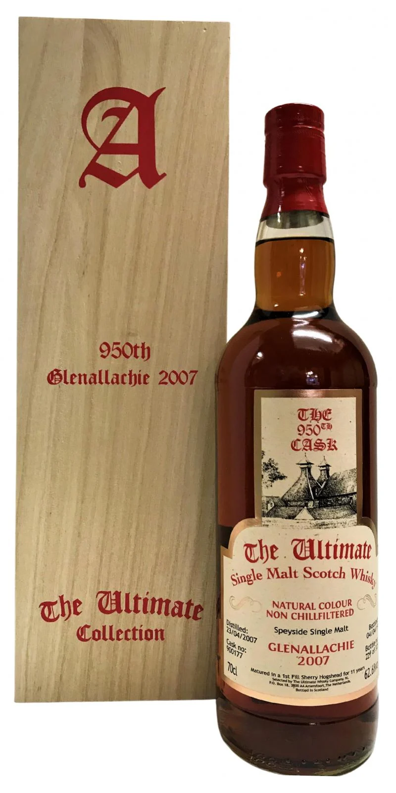 Glenallachie 2007 (van Wees) The Ultimate: el barril número 950, 11 años, lanzamiento en 2019 (barril n.º 900177) Whisky escocés de malta única | 700ML