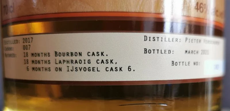 De IJsvogel 2017 Single Malt Dutch Whisky 3 Year Old 2021 Release (Cask #7) Single Malt Whisky | 700ML - Whiskey