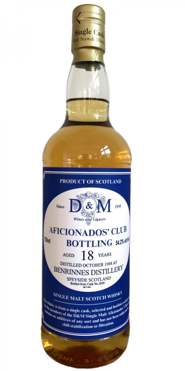 Benrinnes 18 Year Old D&M Afficionado's Club Single Malt Scotch Whisky