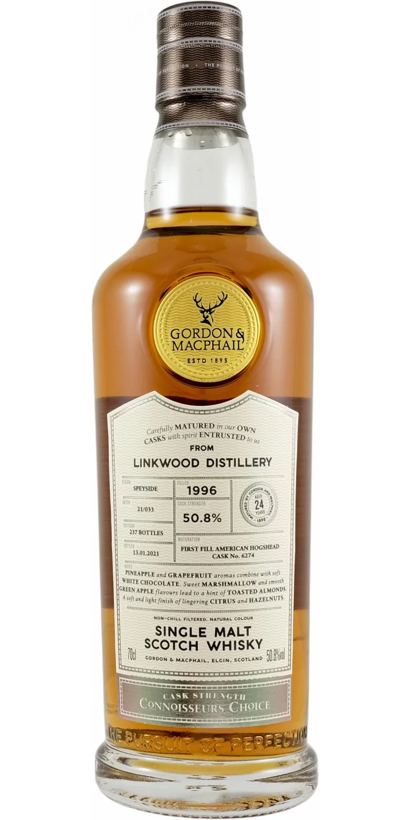 Linkwood 1996 GM Connoisseurs Choice - Cask Strength 24 años Lanzamiento en 2021 (Barril n.º 6274) Whisky escocés de malta única | 700ML