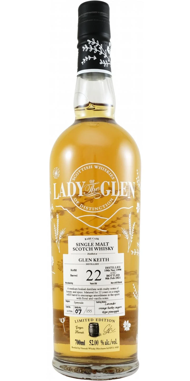 Glen Keith 1998 LotG 22 años Lanzamiento en 2021 (Barrica n.° 167096) Whisky escocés de malta única | 700ML