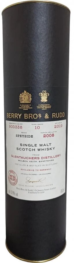Glentauchers 2008 (Berry Bros & Rudd) Berrys' Own Selection 10 Year Old 2019 Release (Cask #900338) Single Malt Scotch Whisky | 700ML - Whiskey
