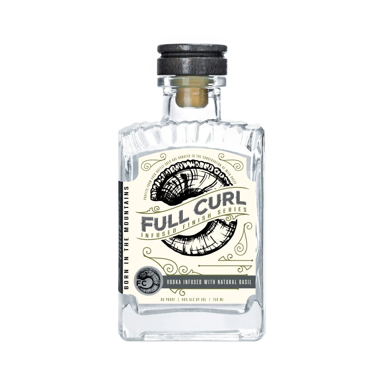 Vodka Full Curl con albahaca natural