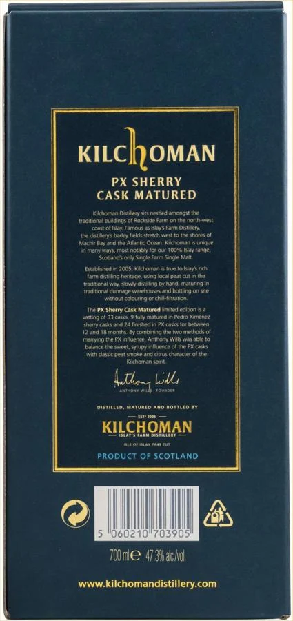 Kilchoman PX Sherry Cask Matured 2021 Edition 2021 Release Single Malt Scotch Whisky | 700ML - Whiskey