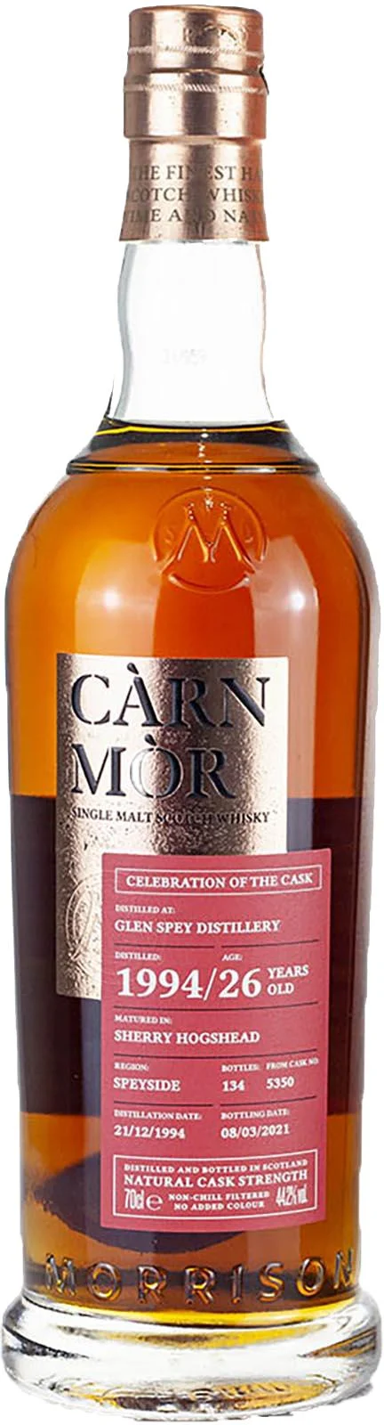 Glen Spey 1994 MSWD Càrn Mòr Celebration of the Cask 26 Year Old 2021 Release (Cask #5350) Single Malt Scotch Whisky | 700ML - Whiskey